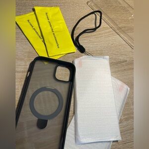 Iphone Plus 6.7inch Black Case With Wristlet and 2 Screen Protectors(18)